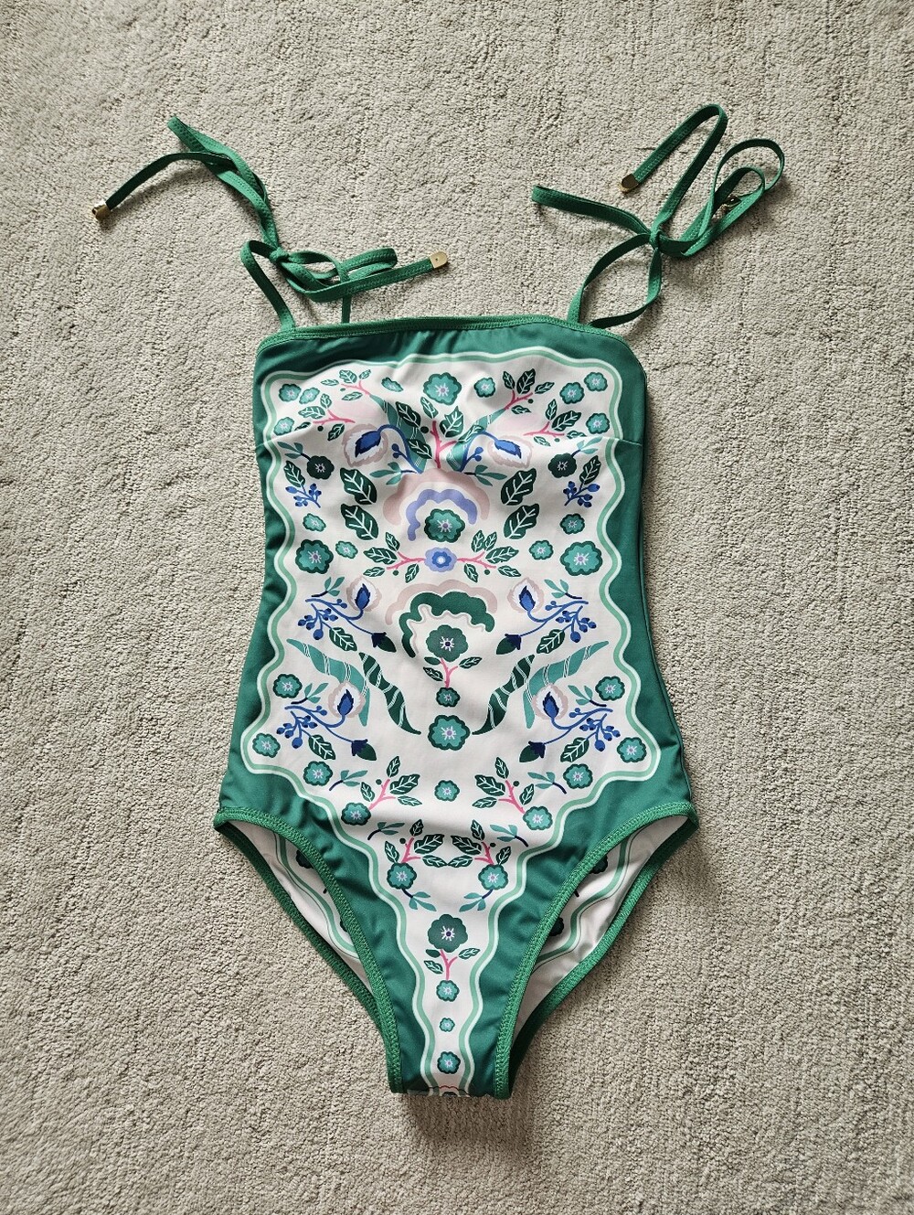 Jessie Zhao Botanic Reversible One-Piece Swimsuit In Green Size Small